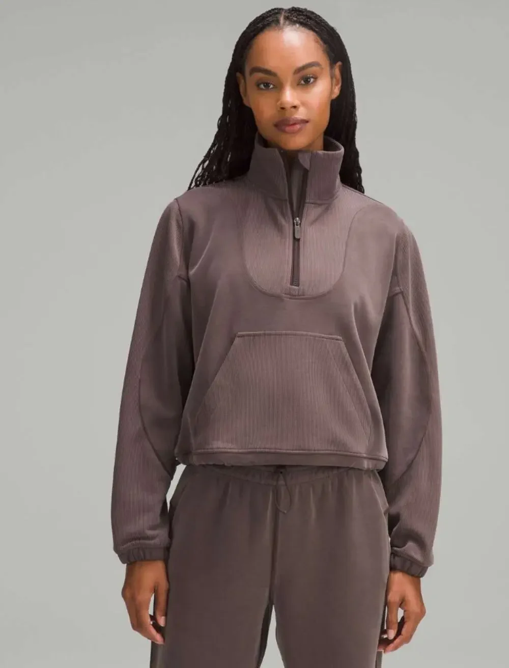 Lululemon Brushed Softstreme Ribbed Half Zip Espresso 4